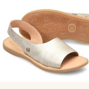 Born Inlet Leather Sling Sandals, Light Gold, Size 7